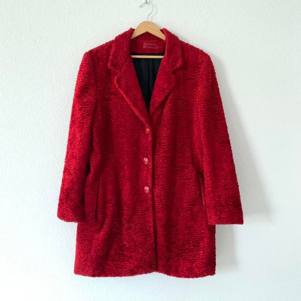 Vintage Burgundy Fuzzy Coat